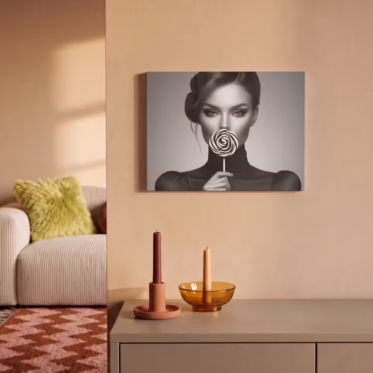 Akoestisch schilderij - Vrouw - Lolly - Zwart — 2