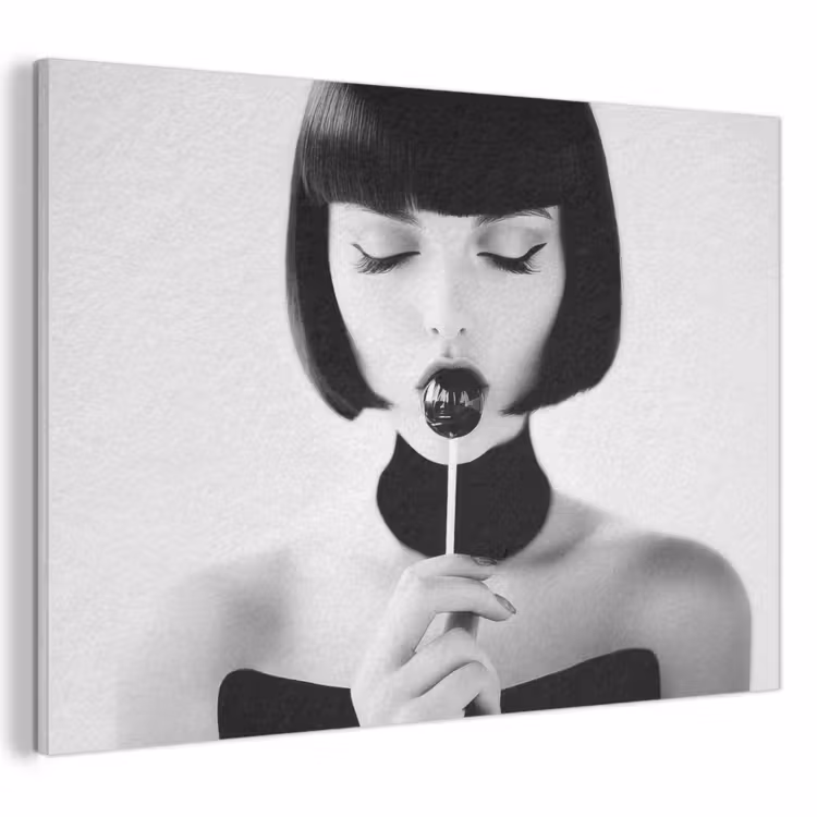 Akoestisch schilderij - Vrouw - Lolly - Zwart - Wit — 1