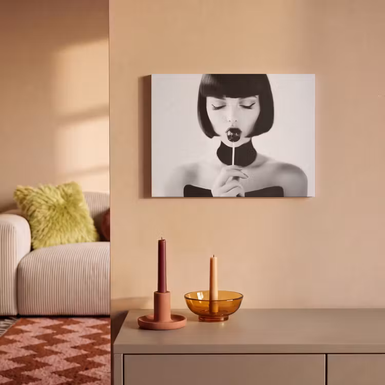 Akoestisch schilderij - Vrouw - Lolly - Zwart - Wit — 2