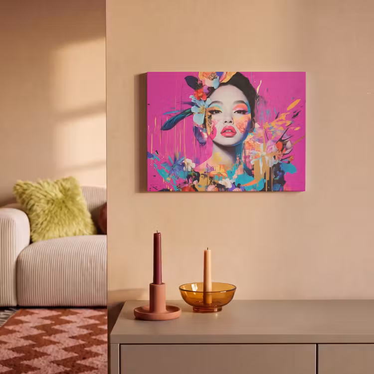 Akoestisch schilderij - Vrouw - Portret - Abstract - Paars — 2