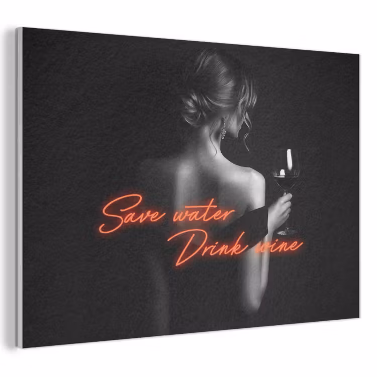 Akoestisch schilderij - Wijn - Vrouw - Neon - Quote — 1