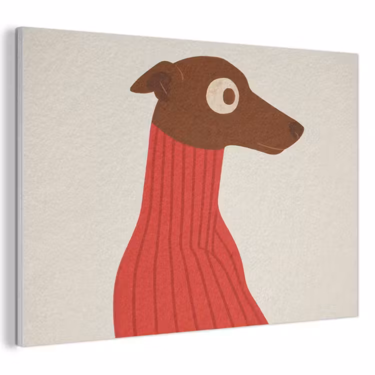 Akoestisch schilderij - Silhouet - Hond - Trui - Rood — 1