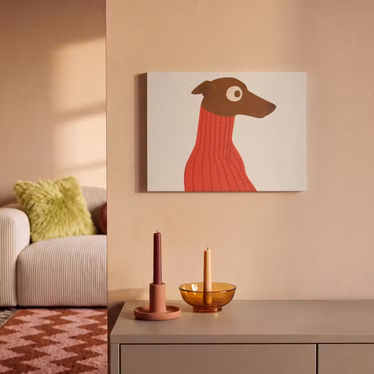Akoestisch schilderij - Silhouet - Hond - Trui - Rood — 2