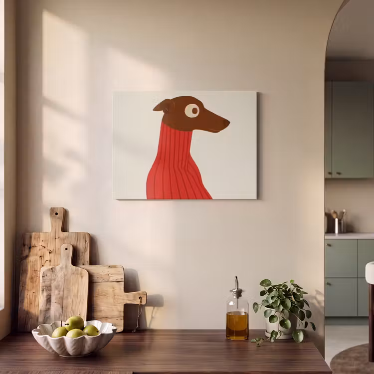 Akoestisch schilderij - Silhouet - Hond - Trui - Rood — 3