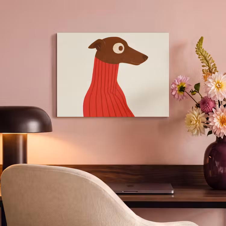 Akoestisch schilderij - Silhouet - Hond - Trui - Rood — 4