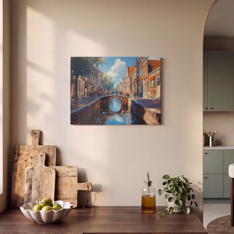 Akoestisch schilderij - Stad - Gracht - Zon - Fietsen — 3