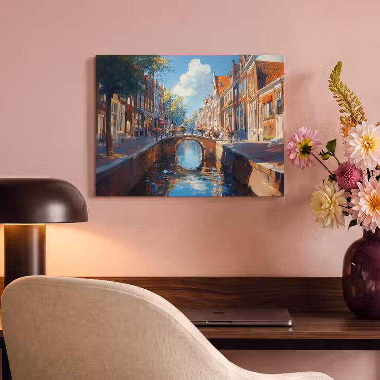 Akoestisch schilderij - Stad - Gracht - Zon - Fietsen — 4
