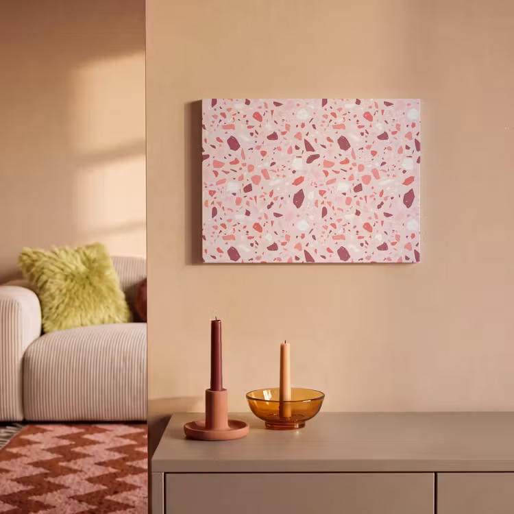 Akoestisch schilderij - Terrazzo - Patroon - Roze — 2