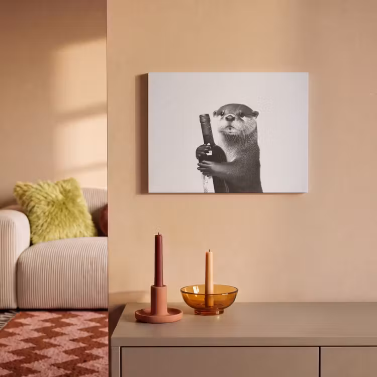 Akoestisch schilderij - Wijnfles - Otter - Zwart — 2