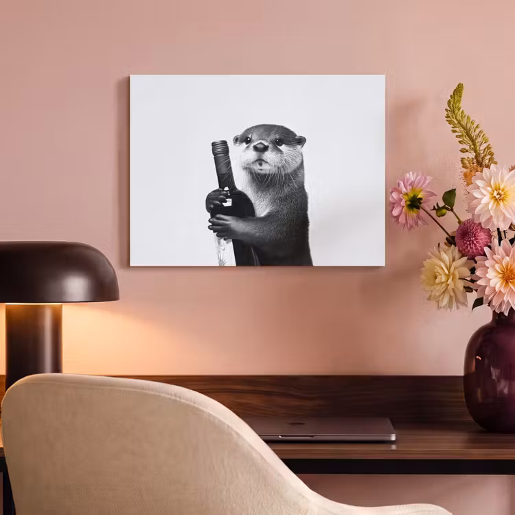 Akoestisch schilderij - Wijnfles - Otter - Zwart — 4