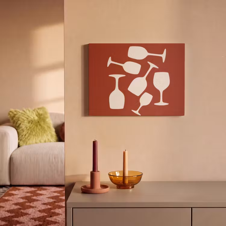 Akoestisch schilderij - Wijnglazen - Silhouetten - Wit — 2