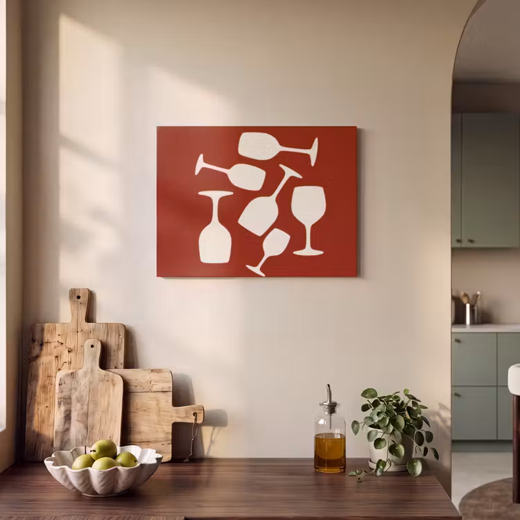 Akoestisch schilderij - Wijnglazen - Silhouetten - Wit — 3
