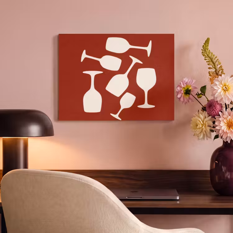 Akoestisch schilderij - Wijnglazen - Silhouetten - Wit — 4