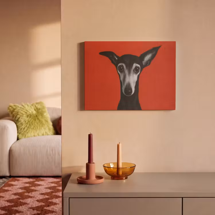 Akoestisch schilderij - Windhond - Minimalistisch - Rood — 2