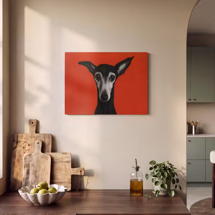 Akoestisch schilderij - Windhond - Minimalistisch - Rood — 3