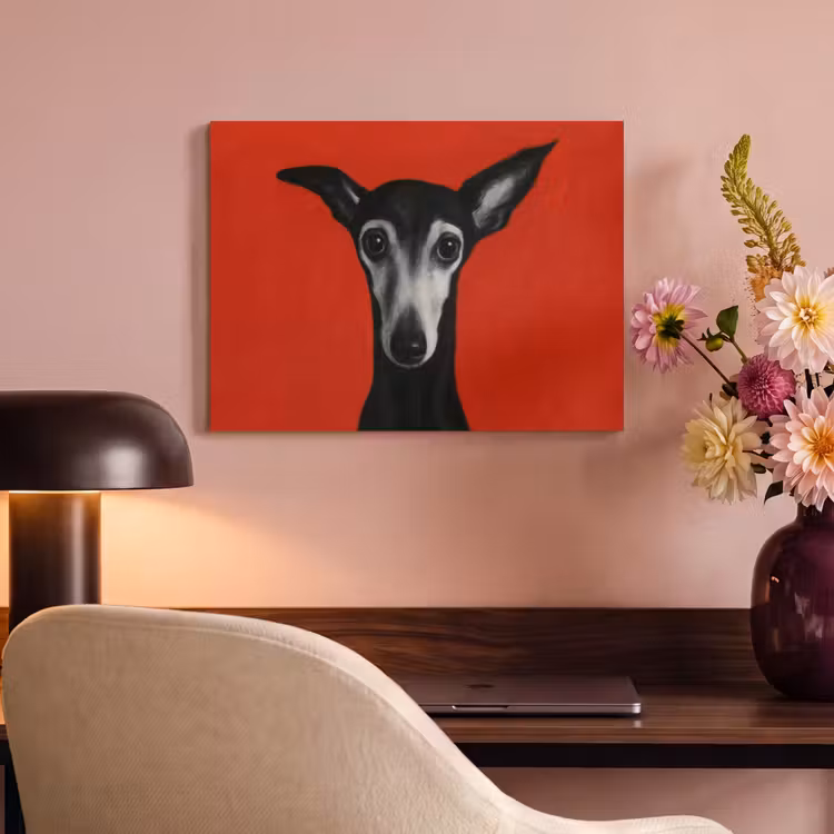 Akoestisch schilderij - Windhond - Minimalistisch - Rood — 4