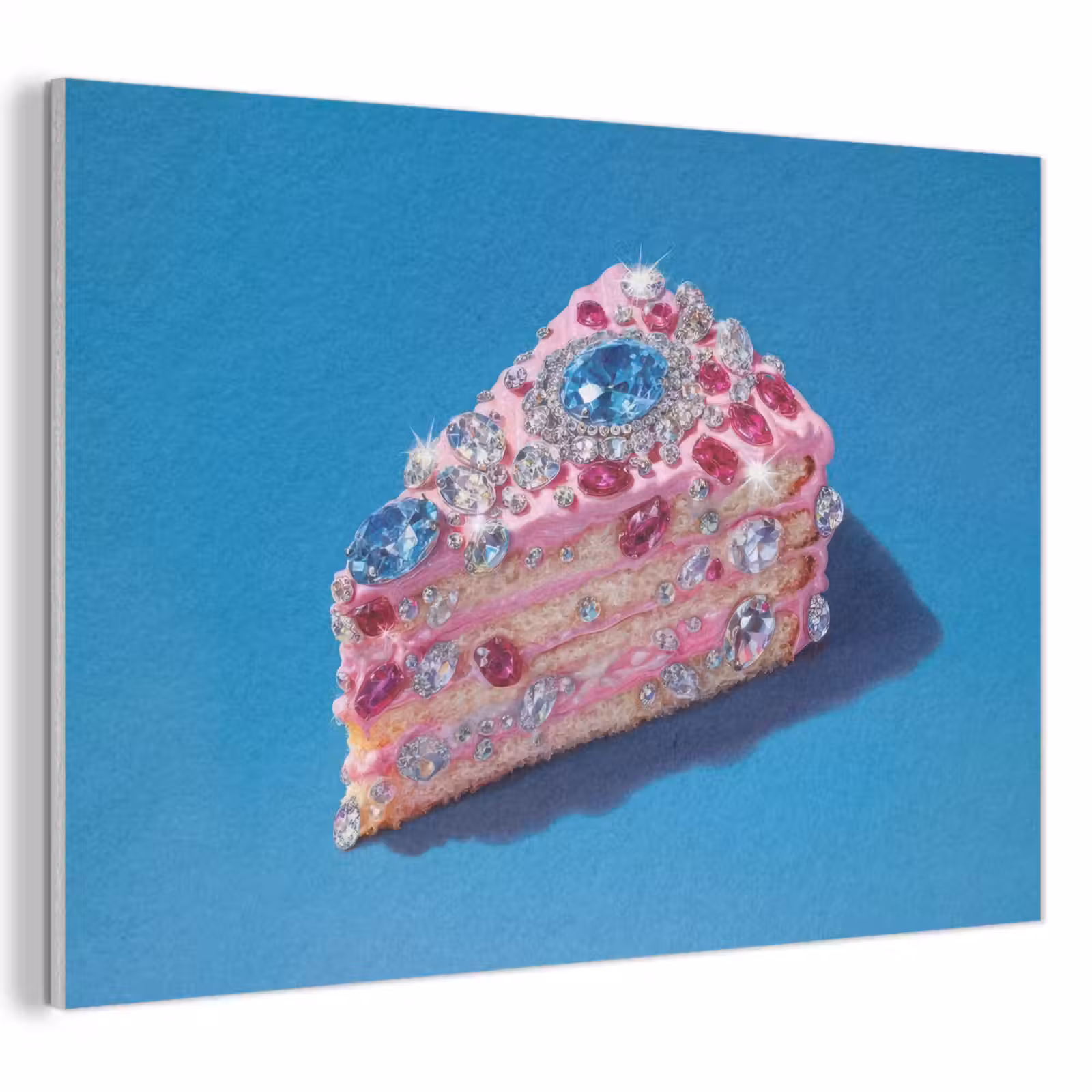 Akoestisch schilderij - Taart - Edelstenen - Glitters - Roze — 1