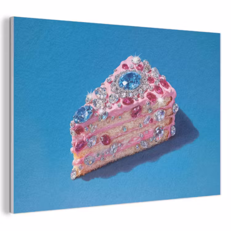 Akoestisch schilderij - Taart - Edelstenen - Glitters - Roze — 1