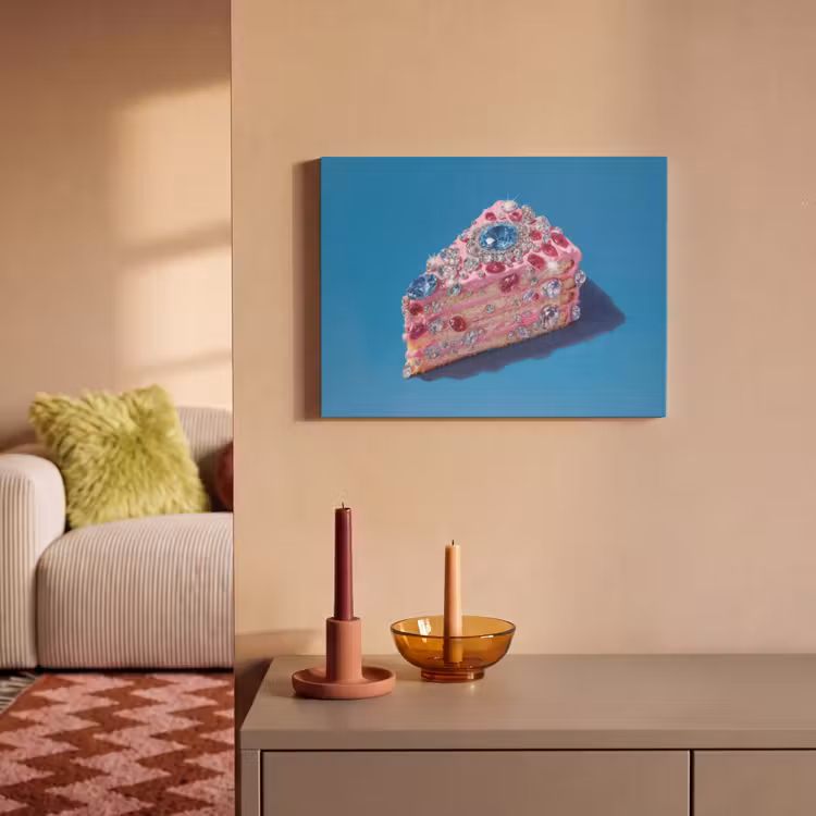 Akoestisch schilderij - Taart - Edelstenen - Glitters - Roze — 2