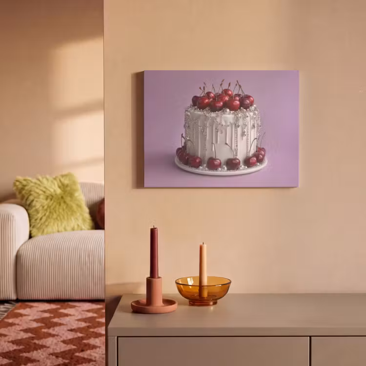 Akoestisch schilderij - Taart - Kersen - Juwelen - Rood — 2