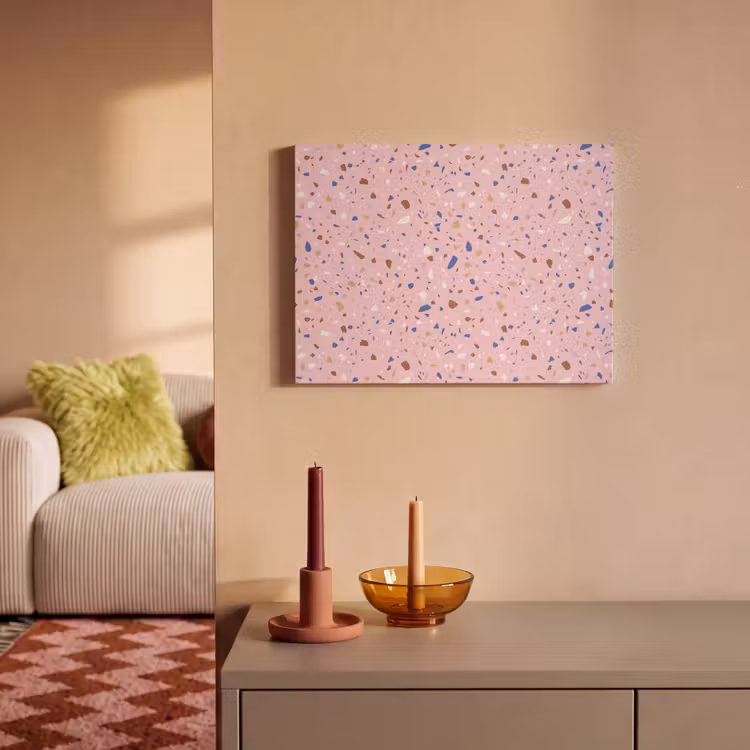 Akoestisch schilderij - Terrazzo - Patroon - Kleurrijk - Roze — 2