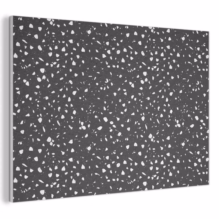 Akoestisch schilderij - Terrazzo - Patroon - Zwart - Wit — 1