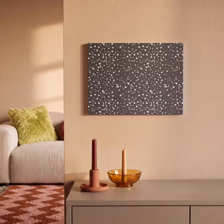 Akoestisch schilderij - Terrazzo - Patroon - Zwart - Wit — 2