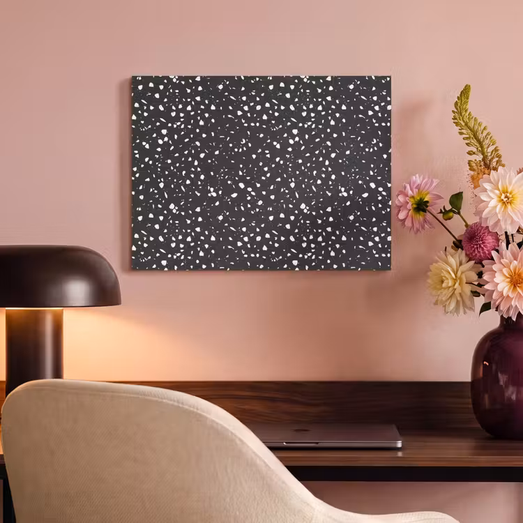 Akoestisch schilderij - Terrazzo - Patroon - Zwart - Wit — 4