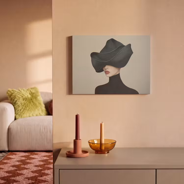 Akoestisch schilderij - Vrouw - Groen - Hoed — 2