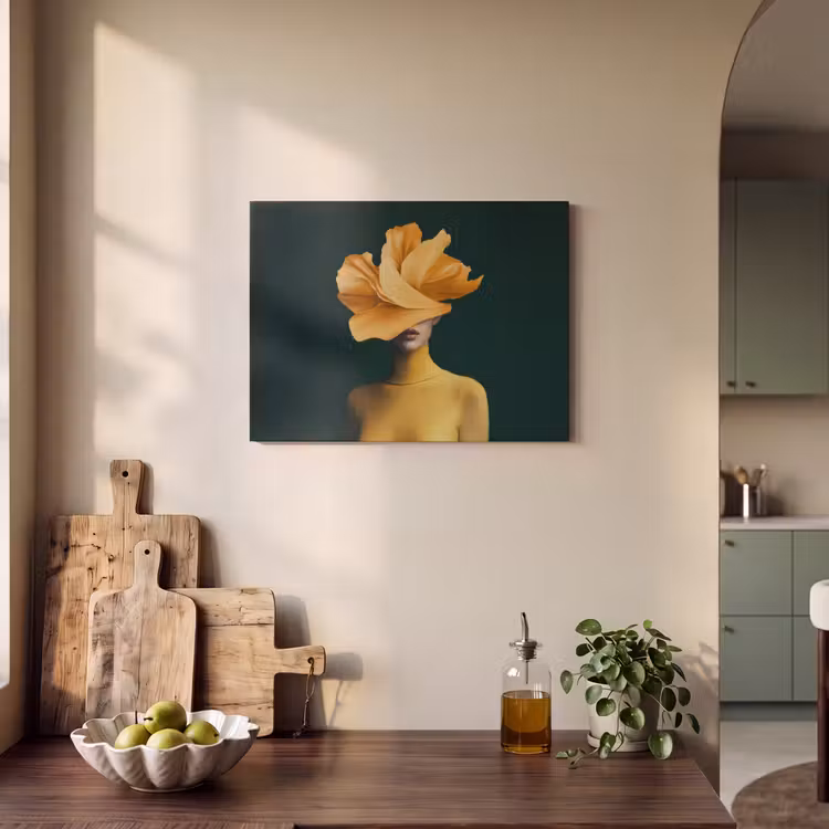 Akoestisch schilderij - Vrouw - Hoed - Geel — 3