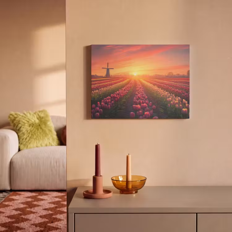 Akoestisch schilderij - Windmolen - Zonsondergang - Landschap — 2