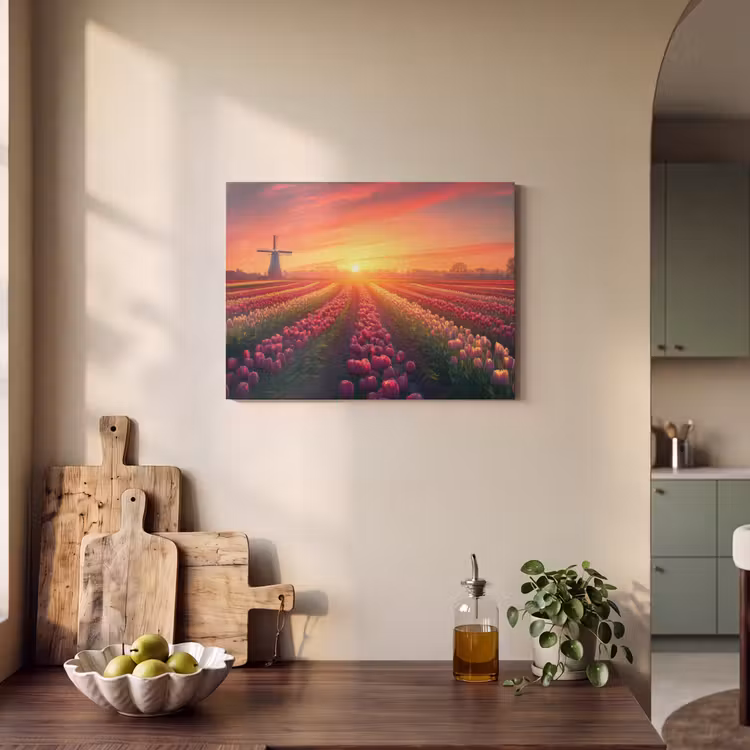 Akoestisch schilderij - Windmolen - Zonsondergang - Landschap — 3