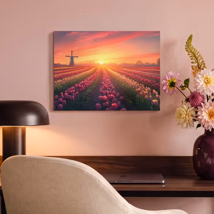 Akoestisch schilderij - Windmolen - Zonsondergang - Landschap — 4