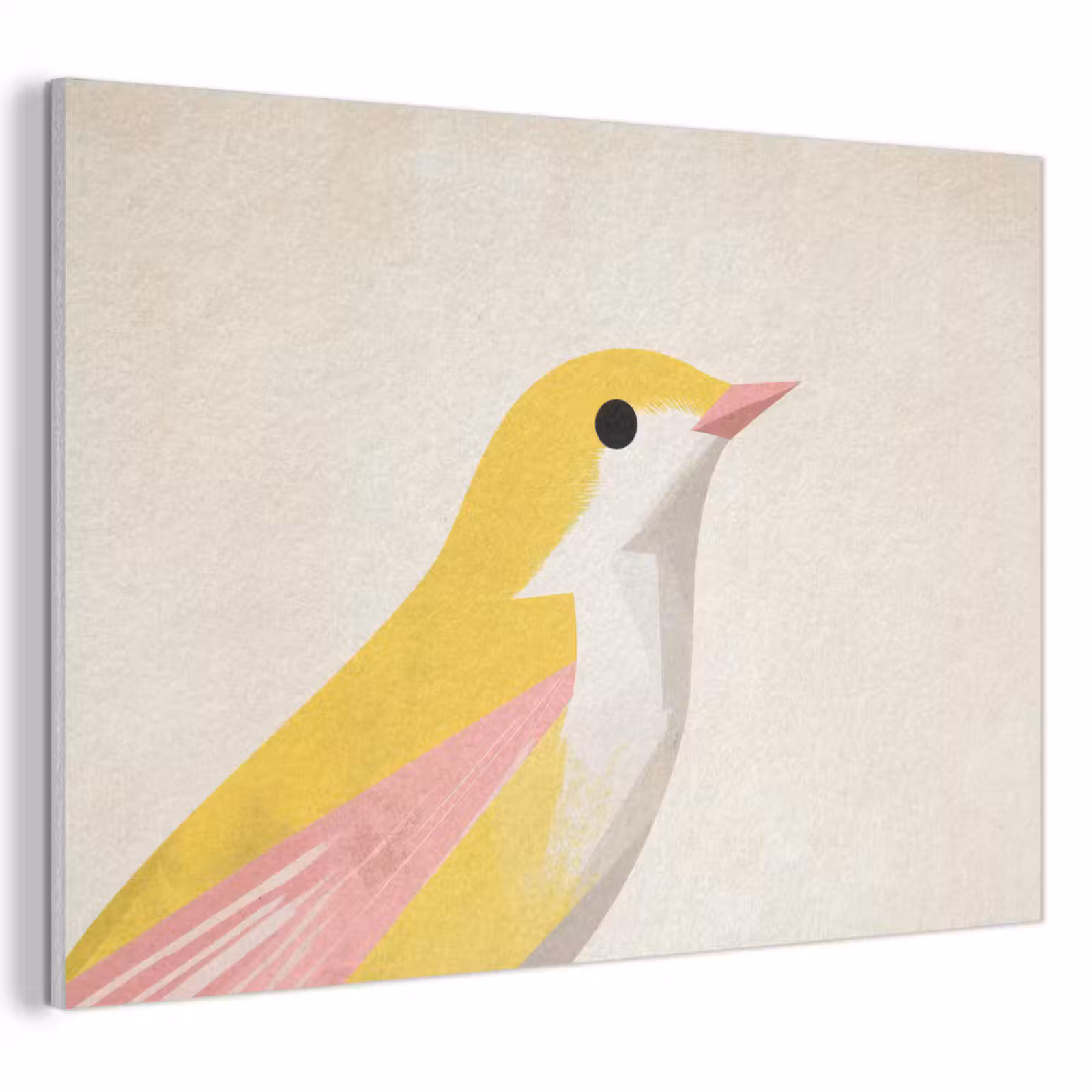Akoestisch schilderij - Vogel - Minimalistisch - Geel — 1
