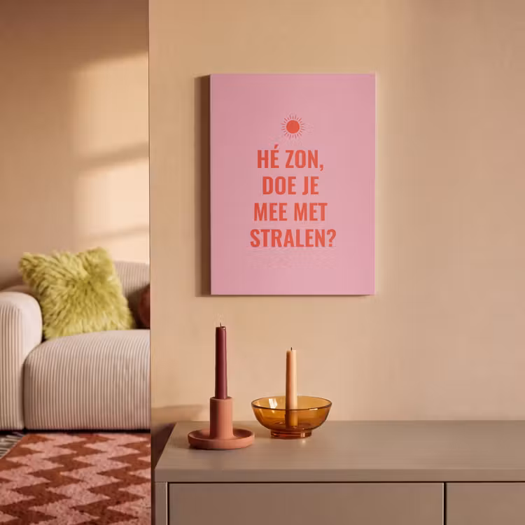 Akoestisch schilderij - Roze - Zon - Quote — 2