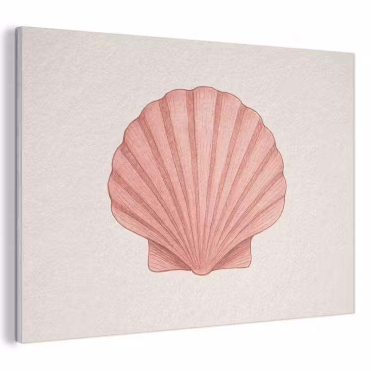 Akoestisch schilderij - Schelp - Roze - Ribbels — 1