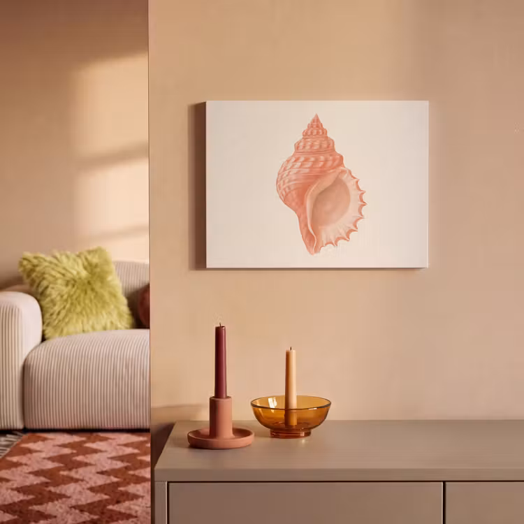 Akoestisch schilderij - Schelp - Roze - Structuur — 2