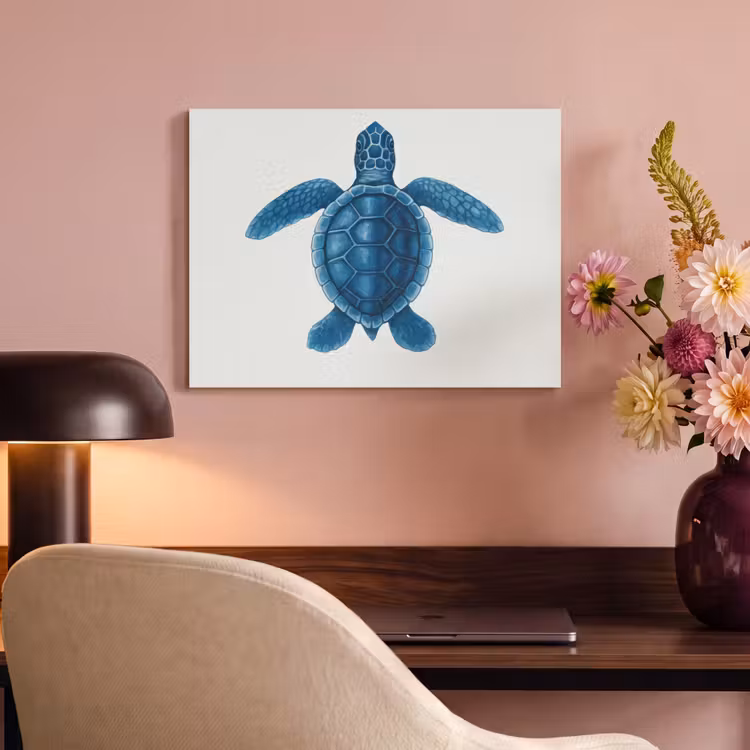Akoestisch schilderij - Schildpad - Blauw - Schild — 4