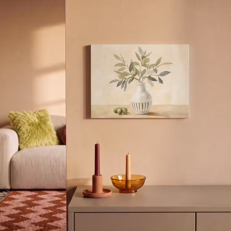 Akoestisch schilderij - Vaas - Keramiek - Olijftakken — 2
