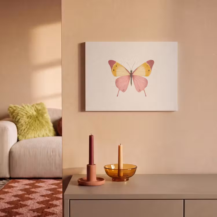 Akoestisch schilderij - Vlinder - Illustratie - Roze — 2