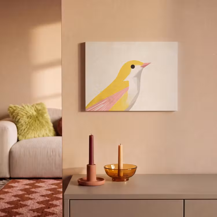Akoestisch schilderij - Vogel - Minimalistisch - Geel — 2