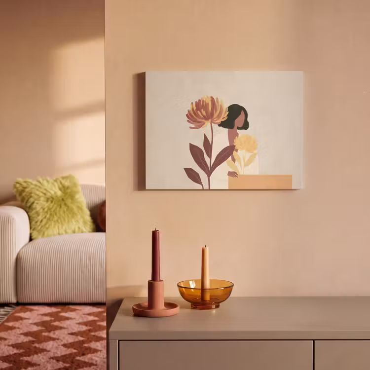Akoestisch schilderij - Vrouw - Minimalistisch - Bloem — 2