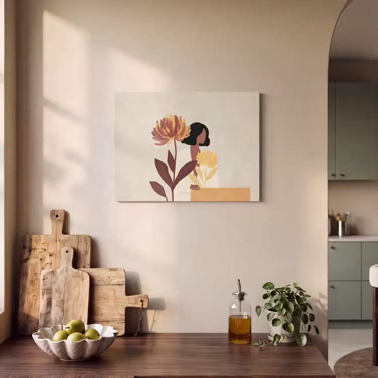 Akoestisch schilderij - Vrouw - Minimalistisch - Bloem — 3
