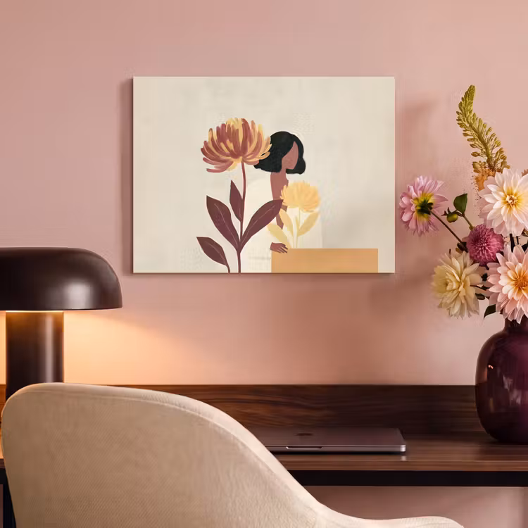 Akoestisch schilderij - Vrouw - Minimalistisch - Bloem — 4