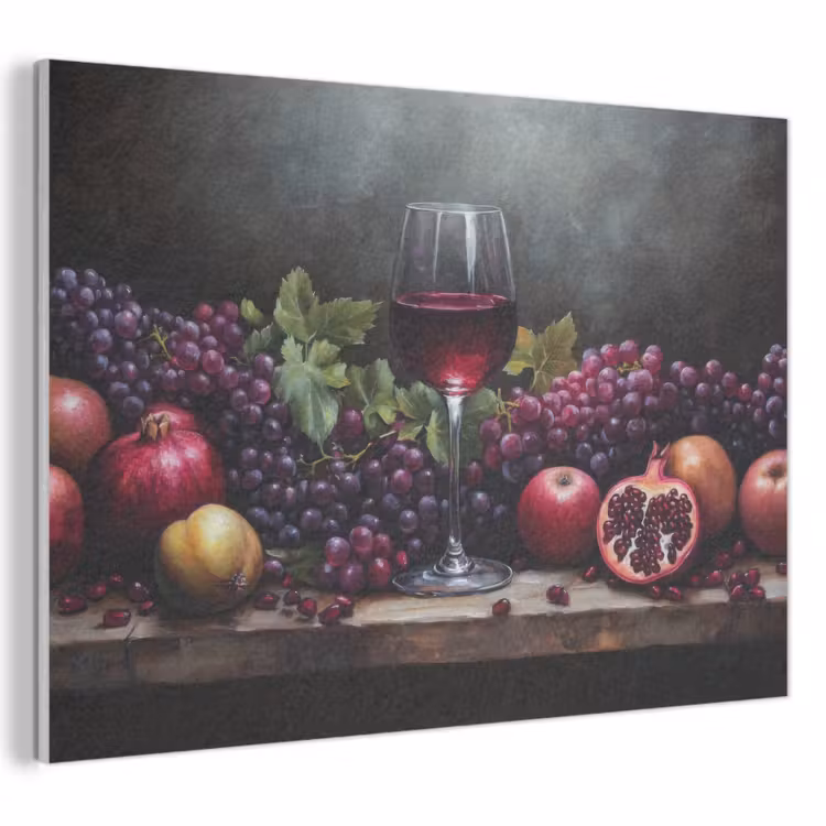 Akoestisch schilderij - Wijn - Fruit - Stilleven — 1