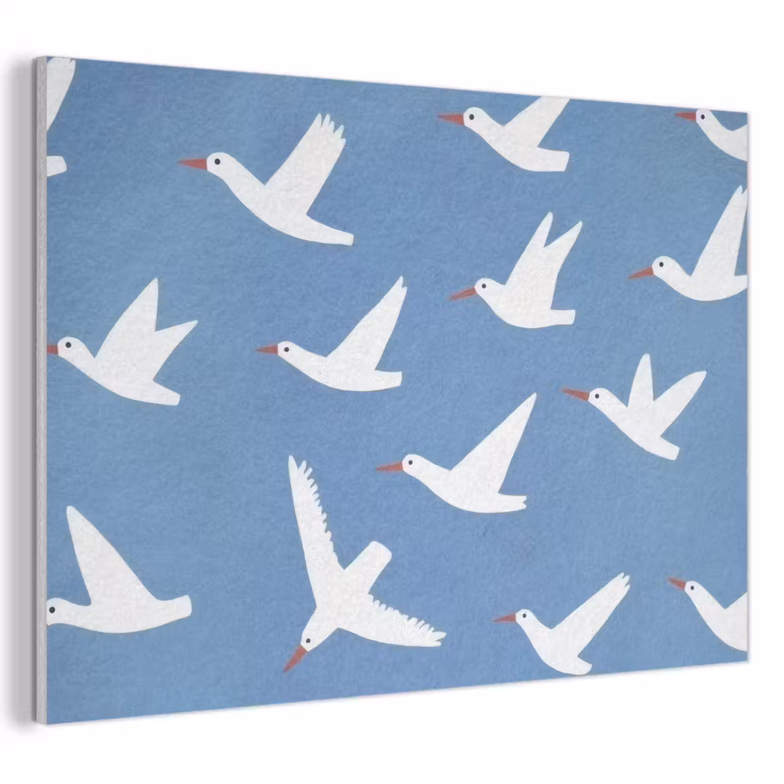Akoestisch schilderij - Vogels - Wit - Patroon — 1