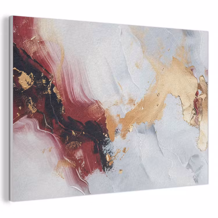 Akoestisch schilderij - Rood - Abstract - Goud - Modern — 1