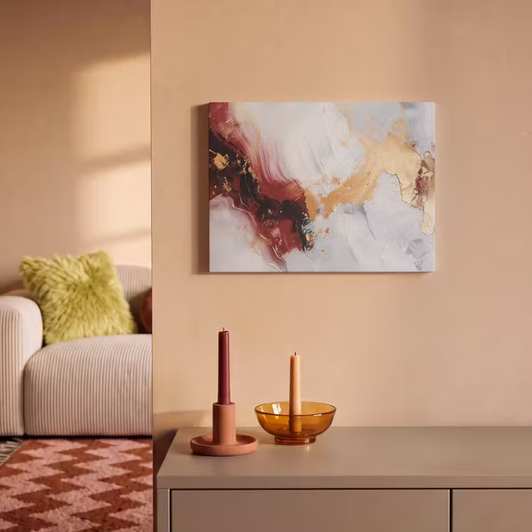 Akoestisch schilderij - Rood - Abstract - Goud - Modern — 2