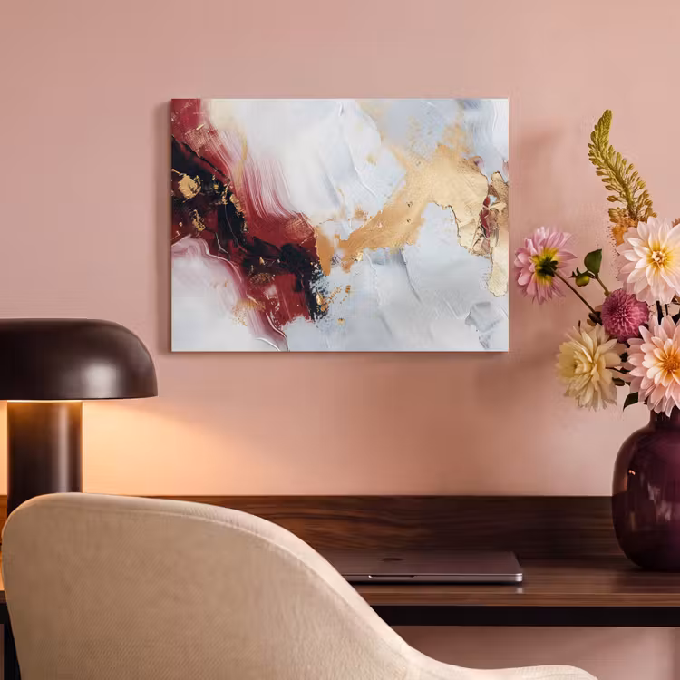 Akoestisch schilderij - Rood - Abstract - Goud - Modern — 4