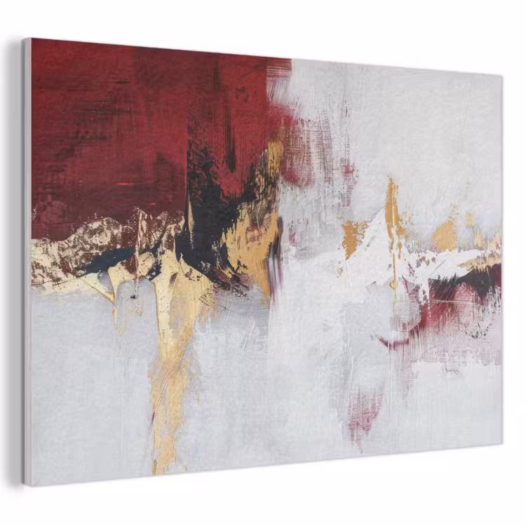 Akoestisch schilderij - Rood - Marmer - Abstract - Goud - Modern — 1